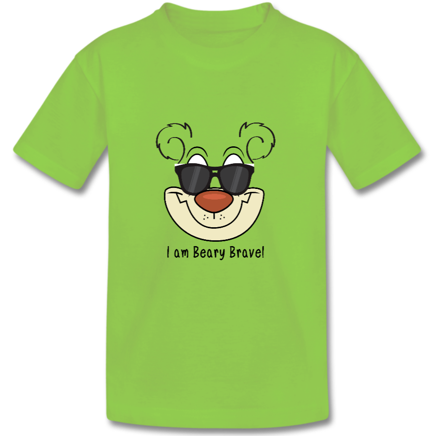 The Bears of Blueberry Forest ‘I am Beary Brave’ t-shirt – lime-green