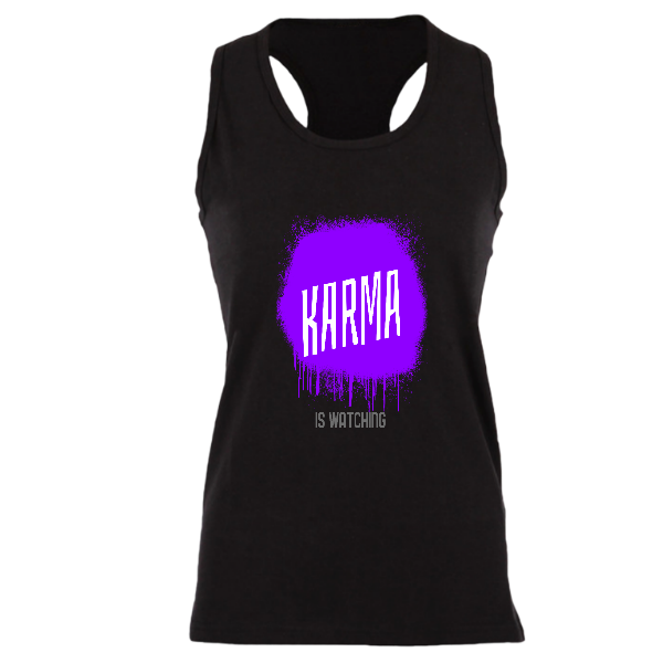 Alizteasetees Woman’s Racerback- Karma is watching.