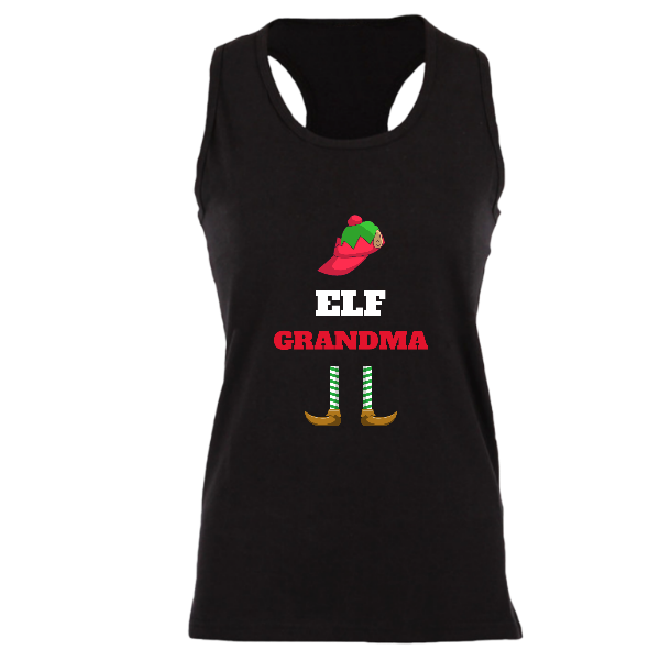 Alizteasetees Womens Racerback – Elf Grandma.