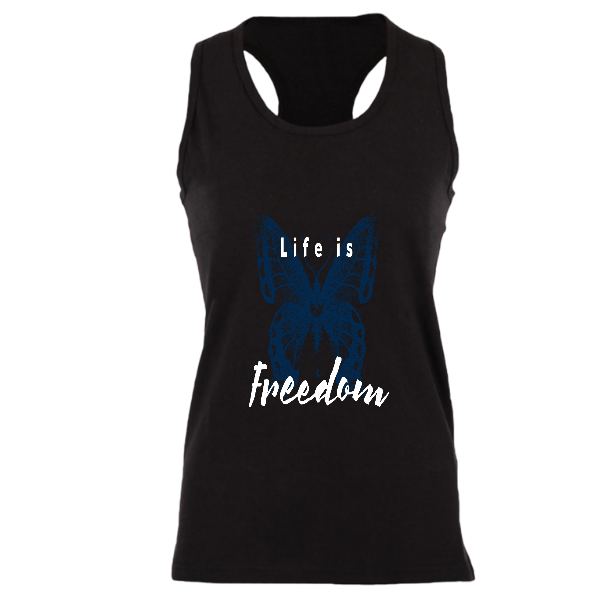 Alizteasetees Womens Racerback – Life is freedom.