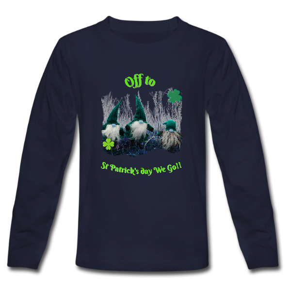 Three Irish Gnome’s Welcoming St’ Patrick’s day-shamrock Ireland-Kids long Sleeve