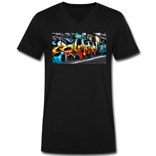 Mens V-neck T-shirt – Graffiti