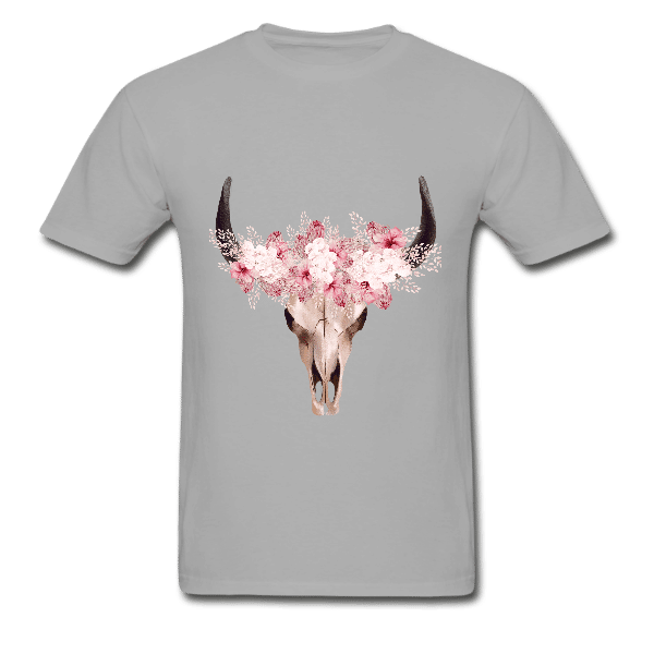 Pink flower cow skull