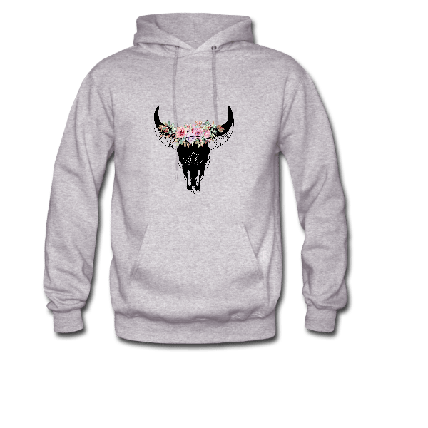 Fairy flowers cow skull hoodie