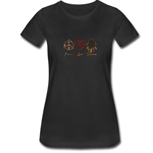 Peace Love Dream Boho Tee, Women’s top, Simple Statement