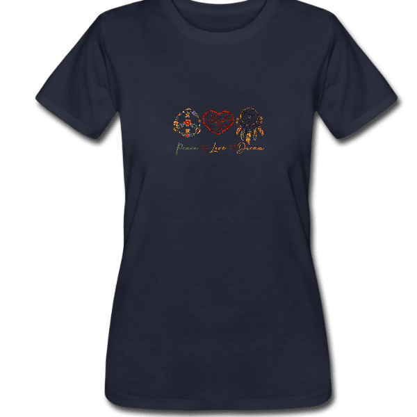 Peace Love Dream Boho Tee, Women’s top, Simple Statement