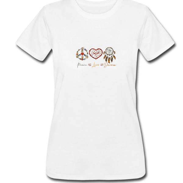 Peace Love Dream Boho Tee, Women’s top, Simple Statement