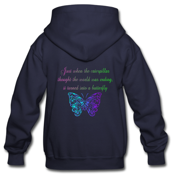 Caterpillar to Butterfly Unisex Kids Custom Graphics Hoodie