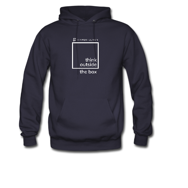 Think outside the box adult hoodie navy