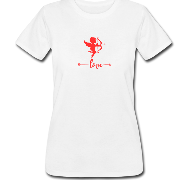 Red Modern Cupid Happy Valentine’s Day – White