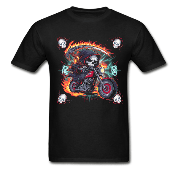 Scythe Wielding Grim Reaper On Motorcycle T-Shirt