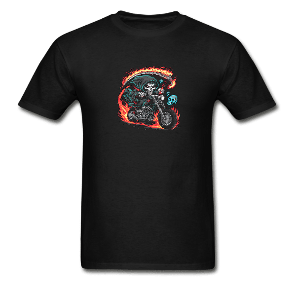 Scythe Wielding Grim Reaper On Motorcycle T-Shirt