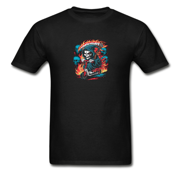 Scythe Wielding Grim Reaper On Scooter T-Shirt