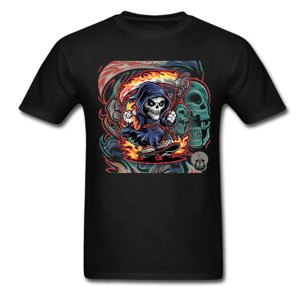 Scythe Wielding Grim Reaper On Skateboard T-Shirt