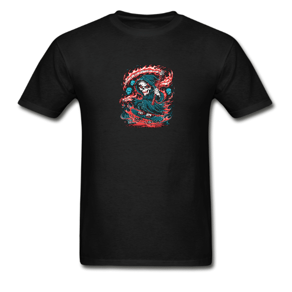 Scythe Wielding Grim Reaper On Skateboard T-Shirt