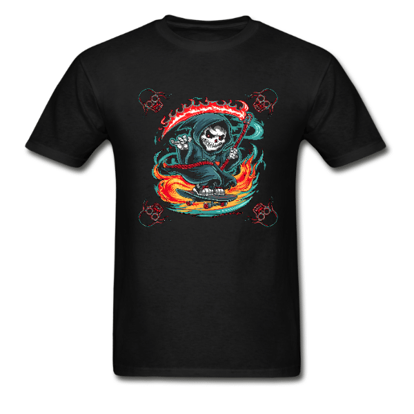 Scythe Wielding Grim Reaper On Skateboard T-Shirt