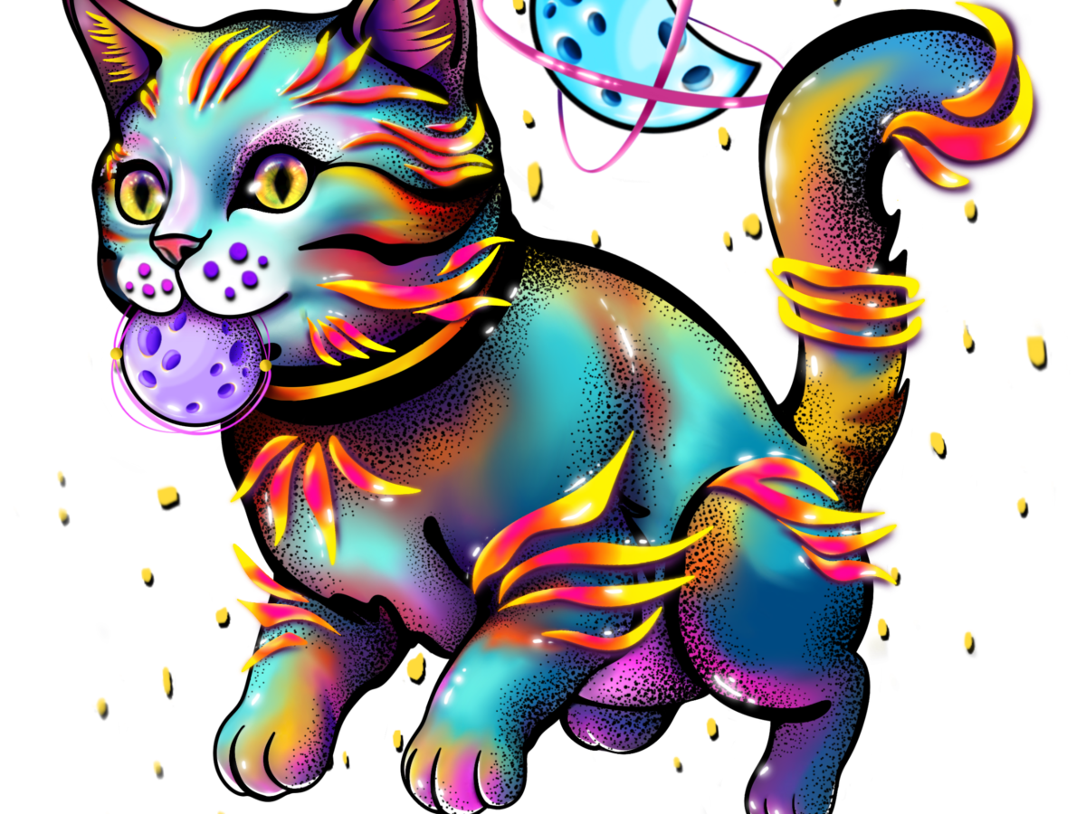 Rainbow space cat.