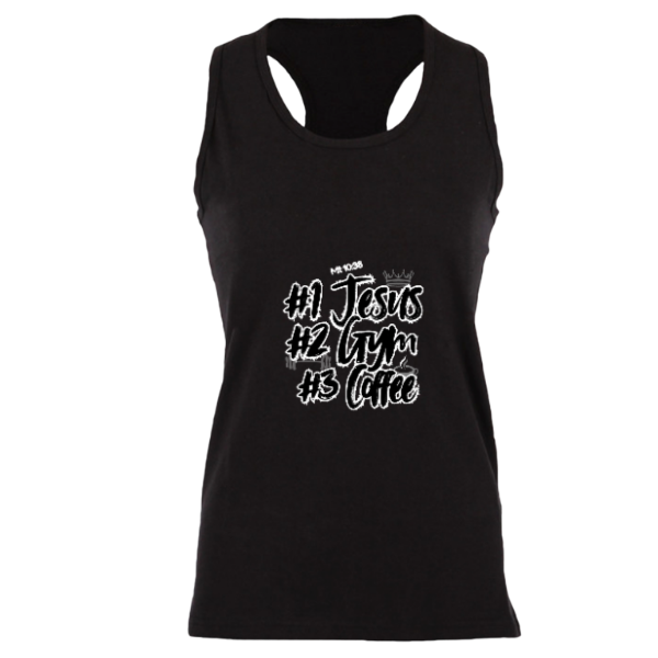 Jesus. Gym. Coffee. Women’s Black Tank