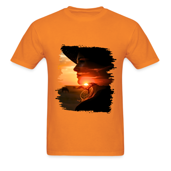 African sunset with woman