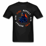 Aim, Fire Repeat T-Shirt Black560329Blackfront
