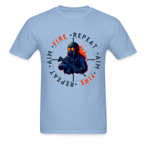 Aim, Fire Repeat T-Shirt White560370Light Bluefront
